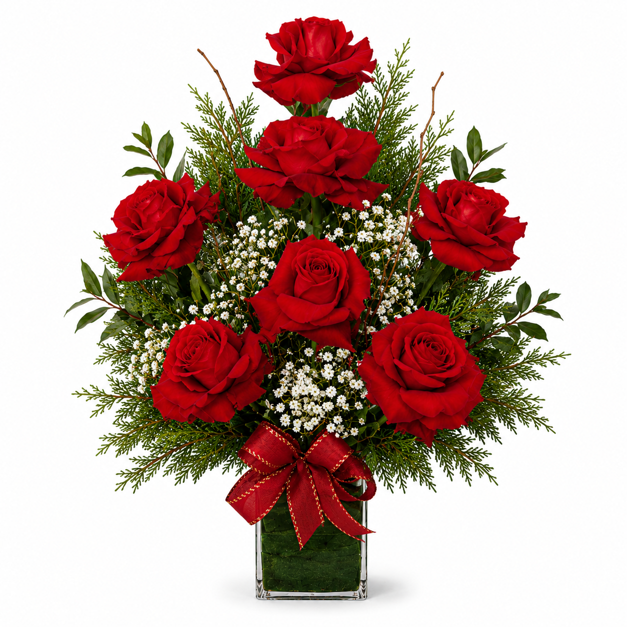 Arranjo com 07 Rosas Colombianas - Felicidade