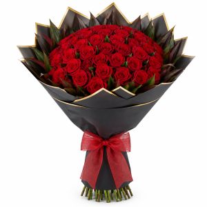 Buquê 50 Rosas Colombianas Vermelhas - Amor Incondicional