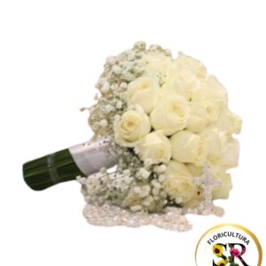 🤍💐 Buquê de Noiva – Rosas Brancas 💐🤍