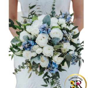 💐🌿 Buquê de Noiva – Lisianthus e Eucalipto 🌿💐