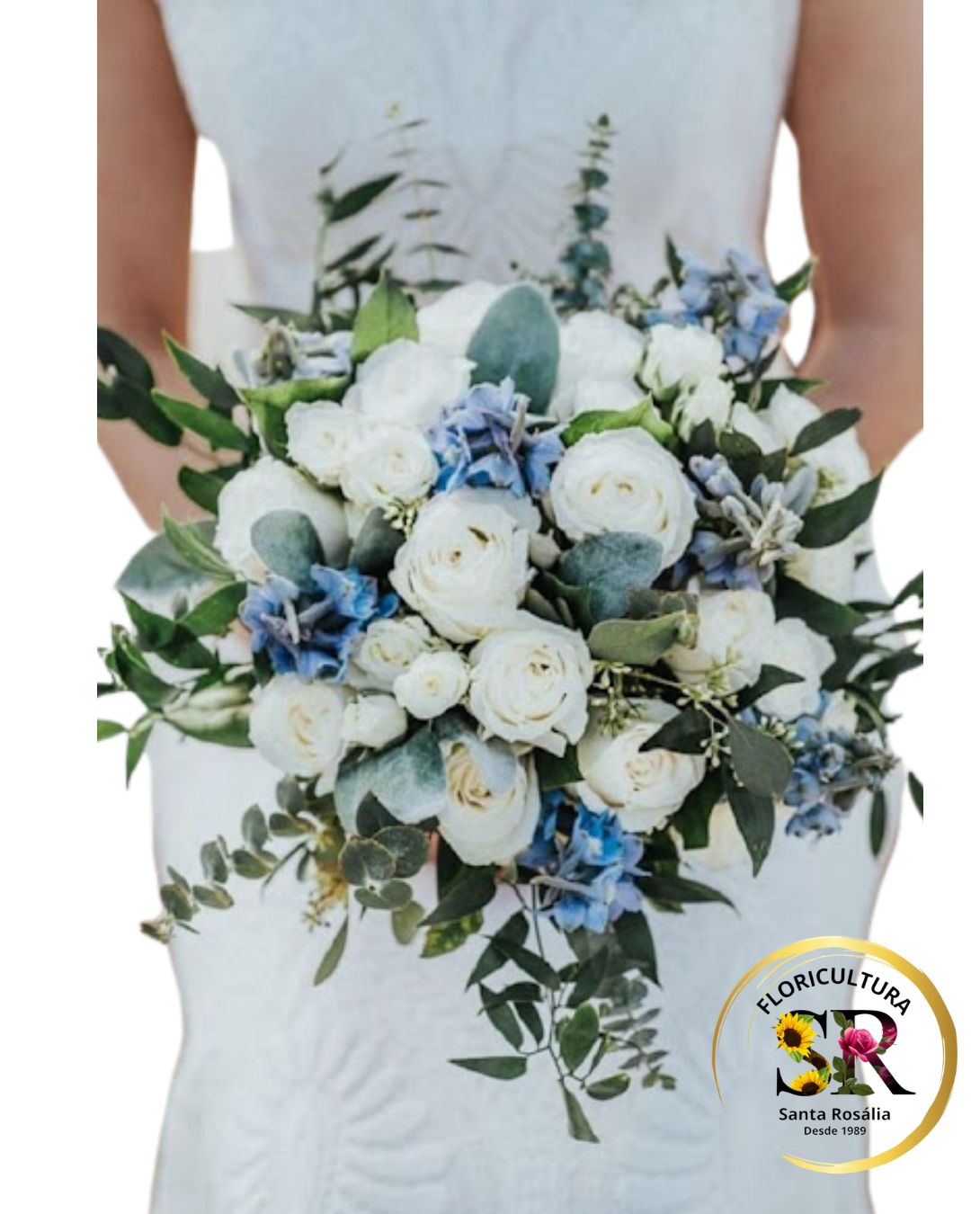 💐🌿 Buquê de Noiva – Lisianthus e Eucalipto 🌿💐