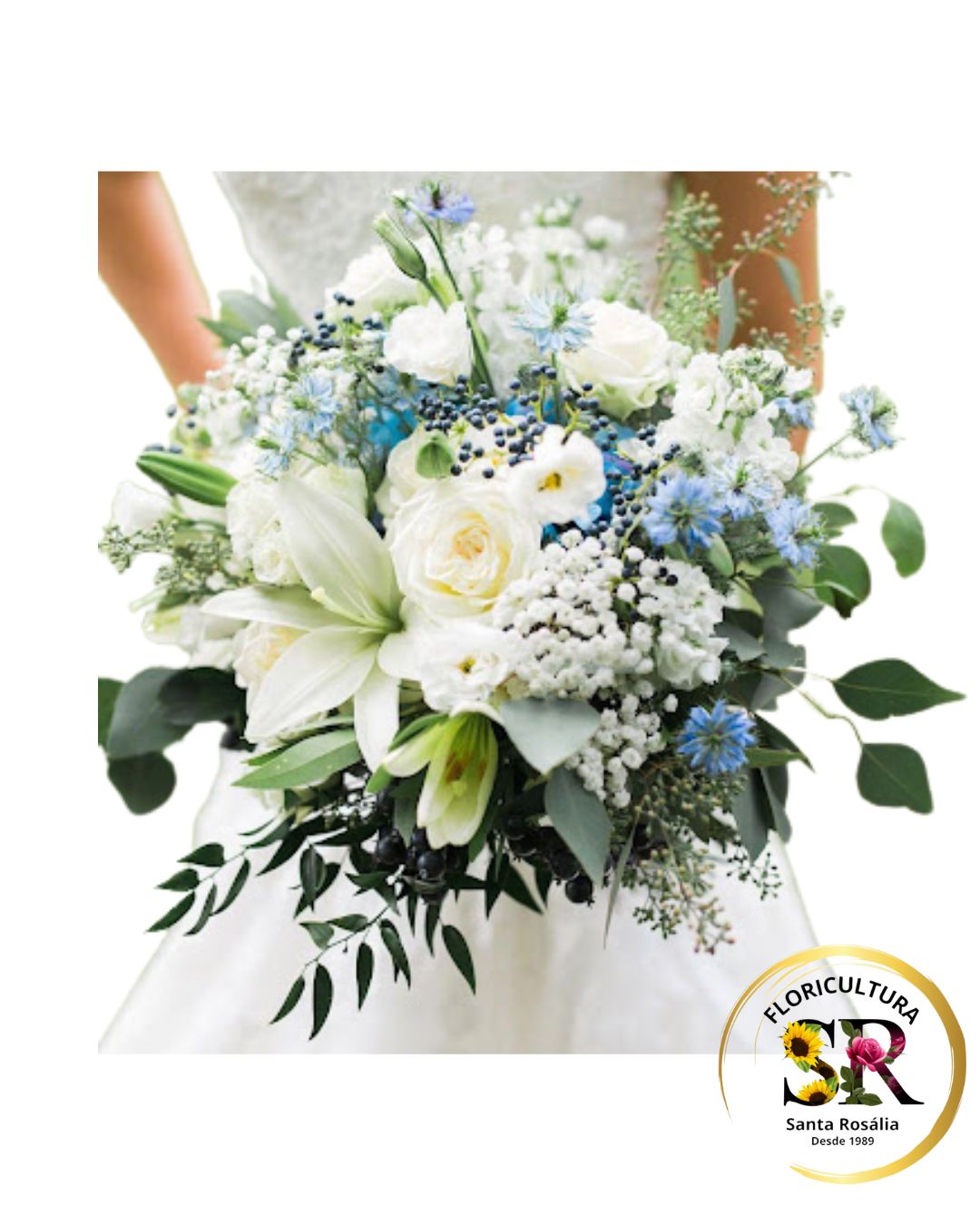💐🌿 Buquê de Noiva – Lírios, Rosas e Lisianthus 🌿💐