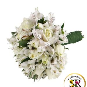 💐 Buquê de Noiva – Rosas Brancas com Astromélias 💐