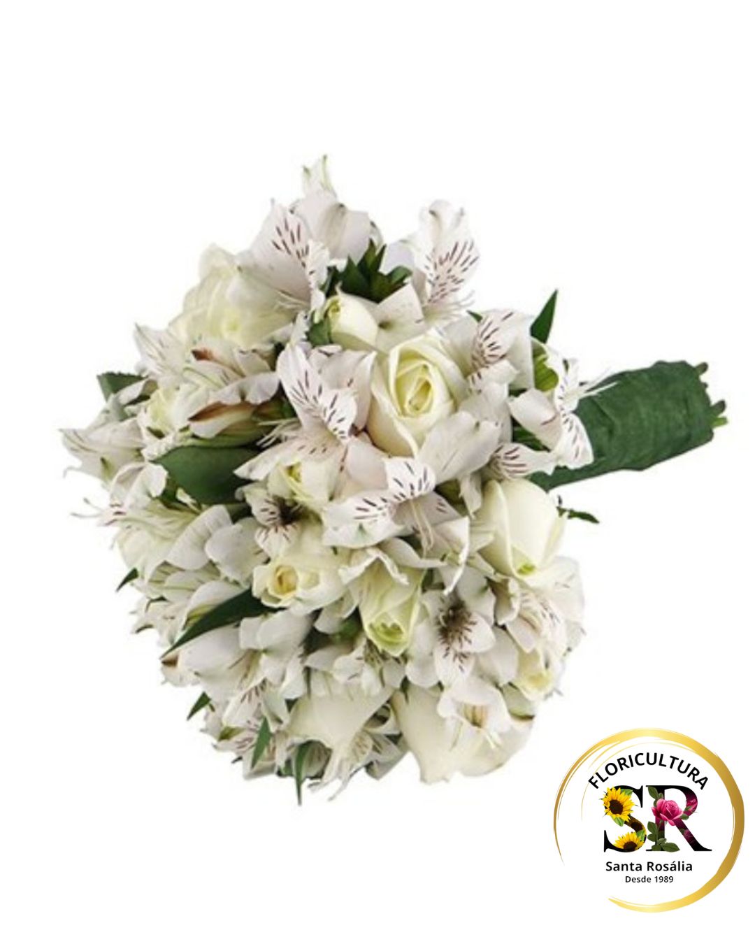 💐 Buquê de Noiva – Rosas Brancas com Astromélias 💐