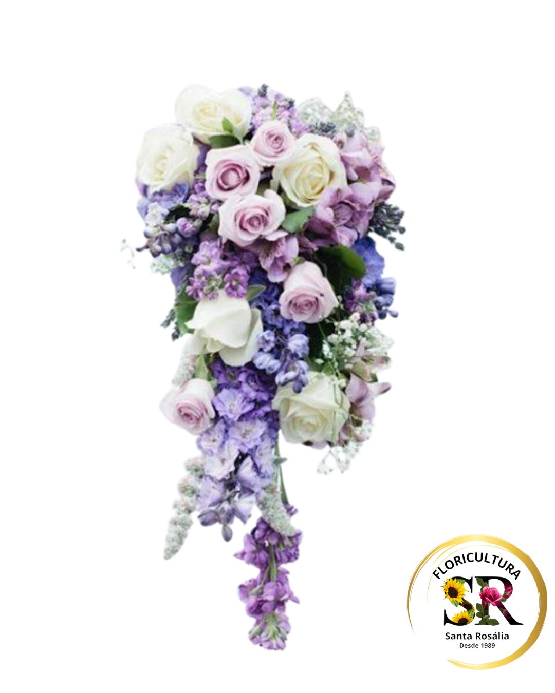 💐💜 Buquê de Noiva – Rosas e Lavanda 💜💐