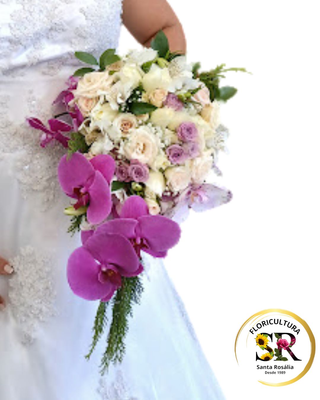💐🌸 Buquê de Noiva – Lisianthus e Orquídeas 🌸💐