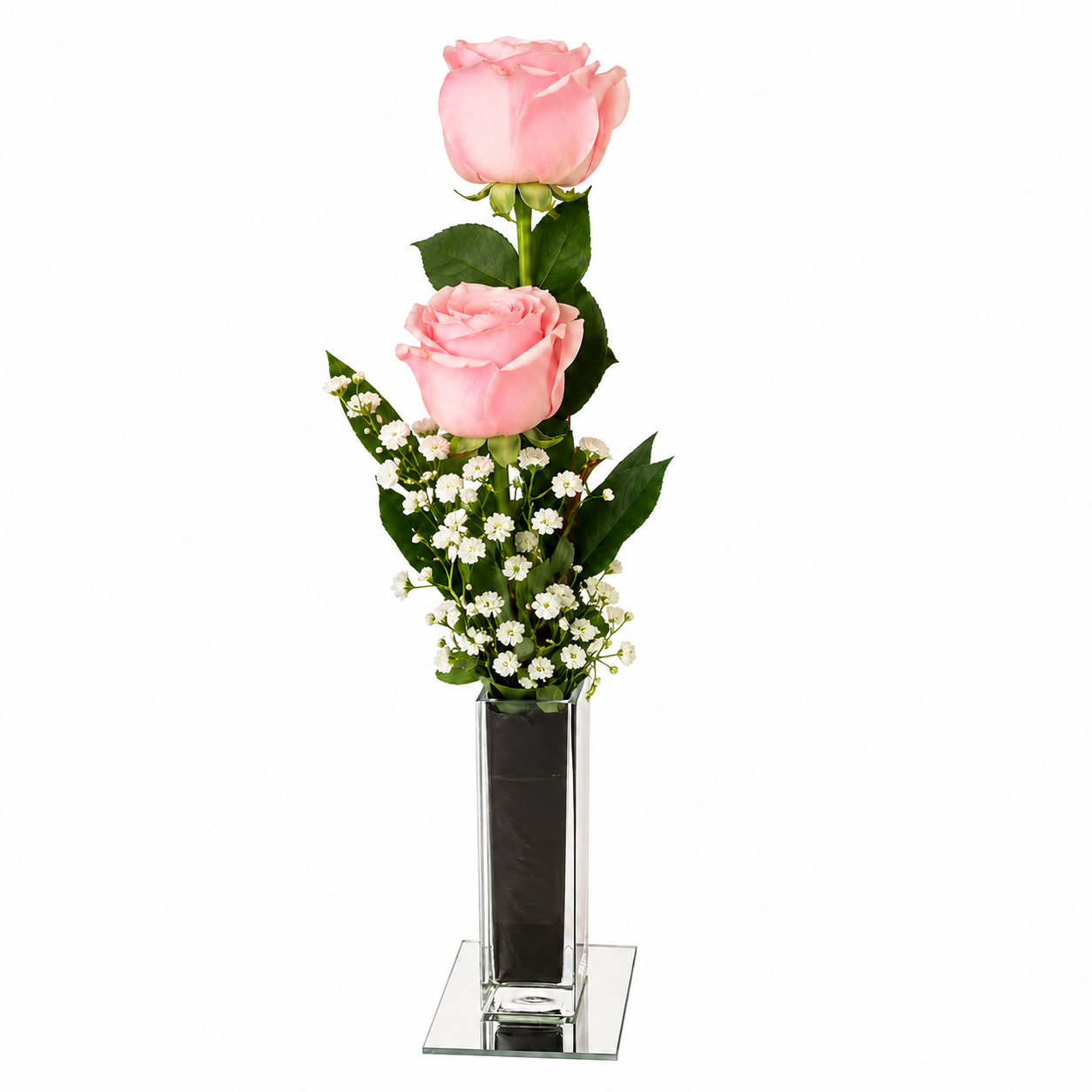 Arranjo de 02 Rosas no Vaso - Singelo