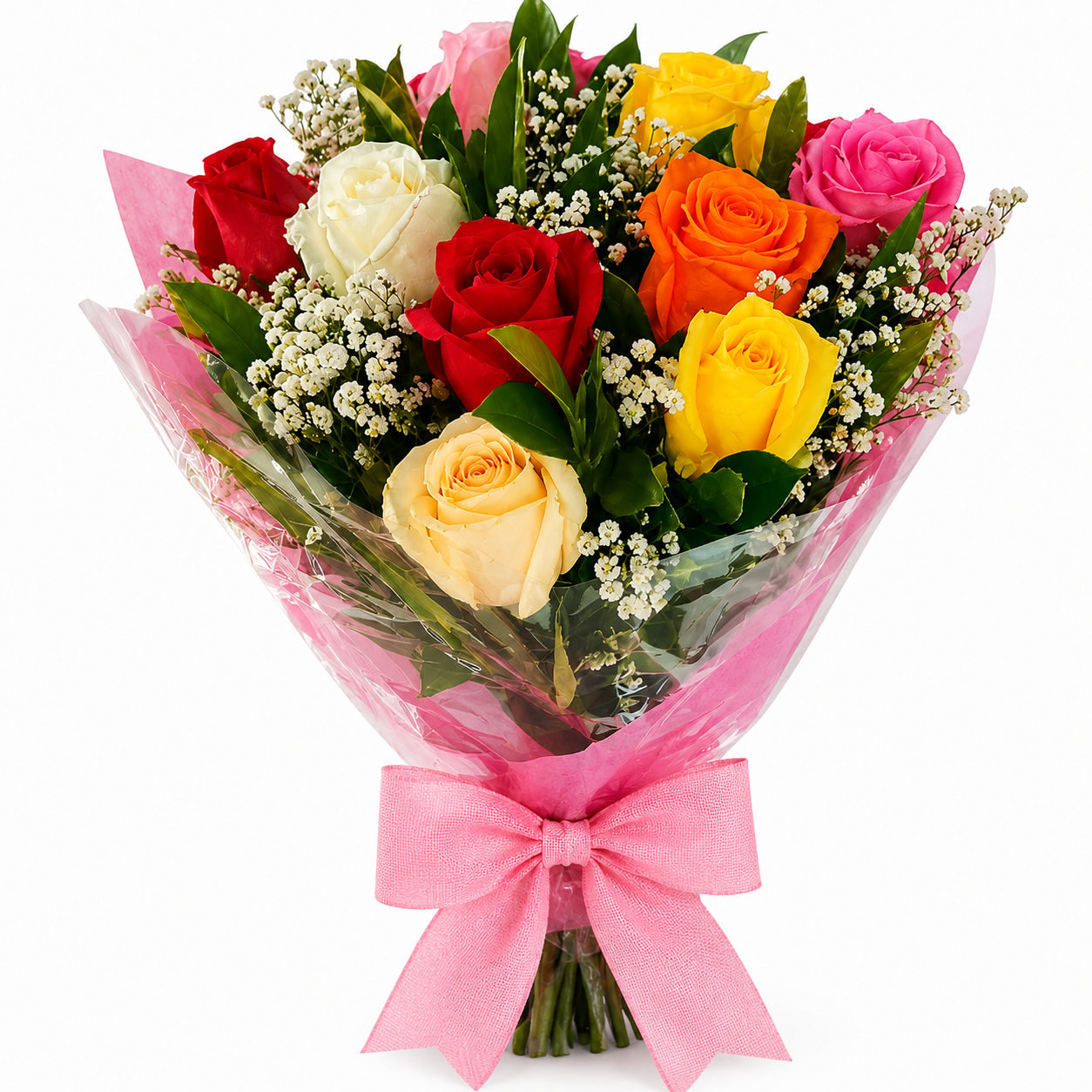 Buquê de 12 Rosas Mistas – Delicadeza em Cores