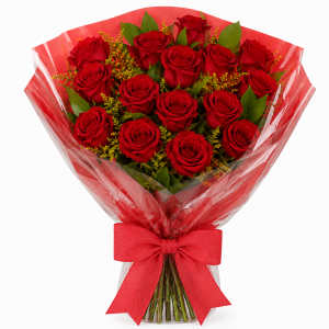 Buquê de 16 Rosas Vermelhas – Amor e Paixão