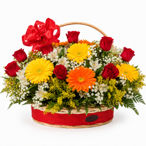 Cesta de Gérberas e Rosas - Suspiro!