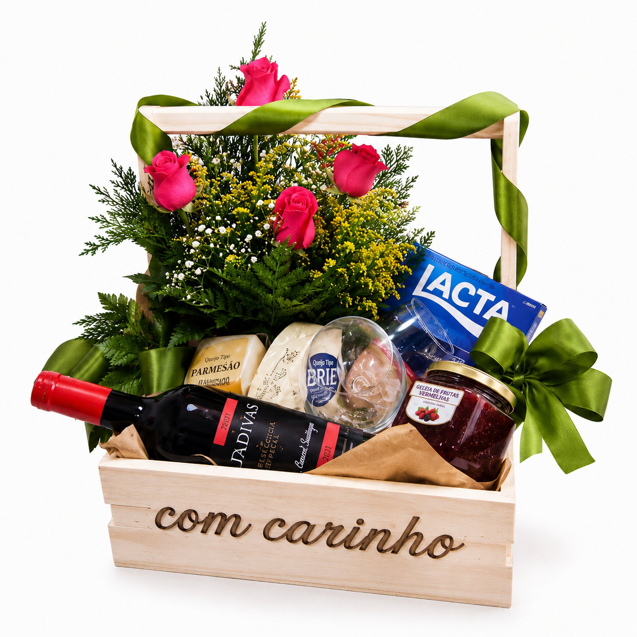Cesta de Queijos, Vinho e Chocolates - Perfeição