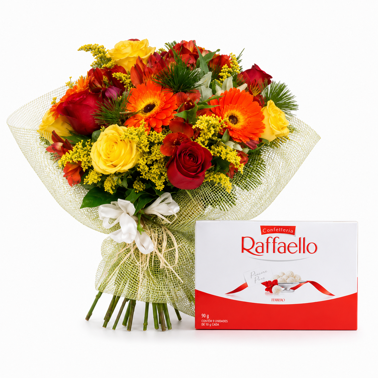 Buquê de Flores Nobres e Chocolates Rafaello - Belissimo II
