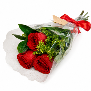 Buquê de 3 Rosas Vermelhas – Pequenos Gestos, Grandes Emoções