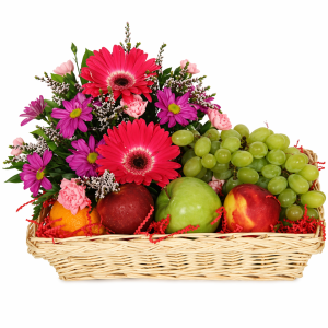 Cesta de Flores e Frutas