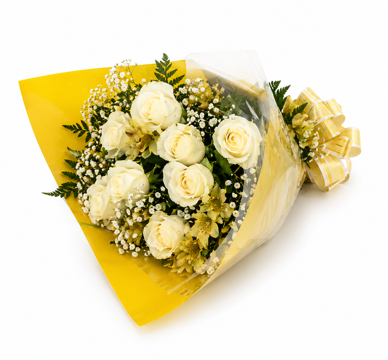 Buquê de 12 Rosas Brancas e Astromélias - Puro Amor