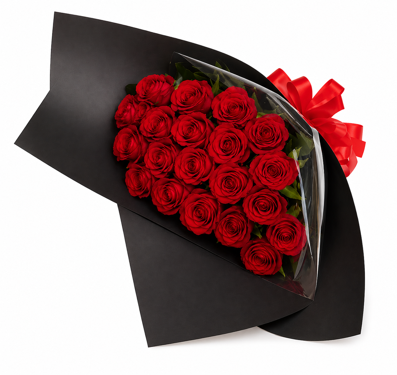 Buquê de 24 Rosas no Cone Preto