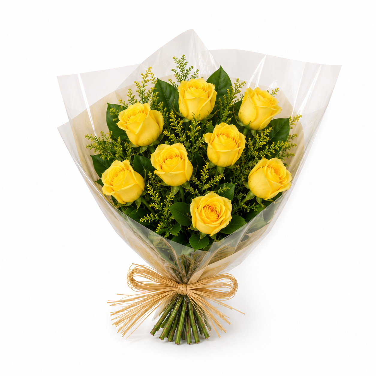 Buquê de 8 Rosas Amarelas – Alegria e Carinho