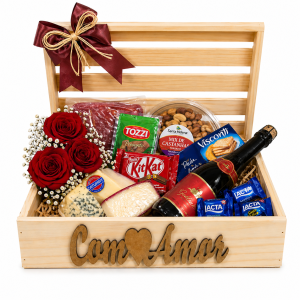 Cesta de Queijos, Chocolates e Vinho - Eu te amo!