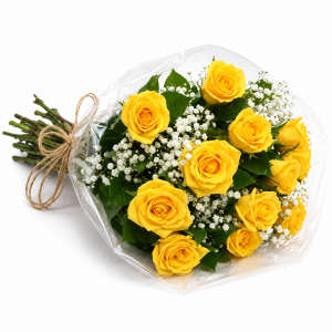 Buquê Premium 12 Rosas Amarelas – Luz e Positividade