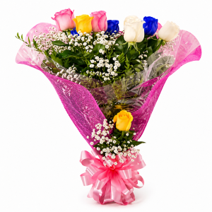 Buquê 12 Rosas Mistas - Encanto das Cores