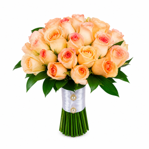 Buquê de Noivas de Rosas Nacionais Champagne