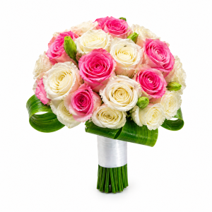 Buquê de Noivas de Rosas Rosas e Brancas