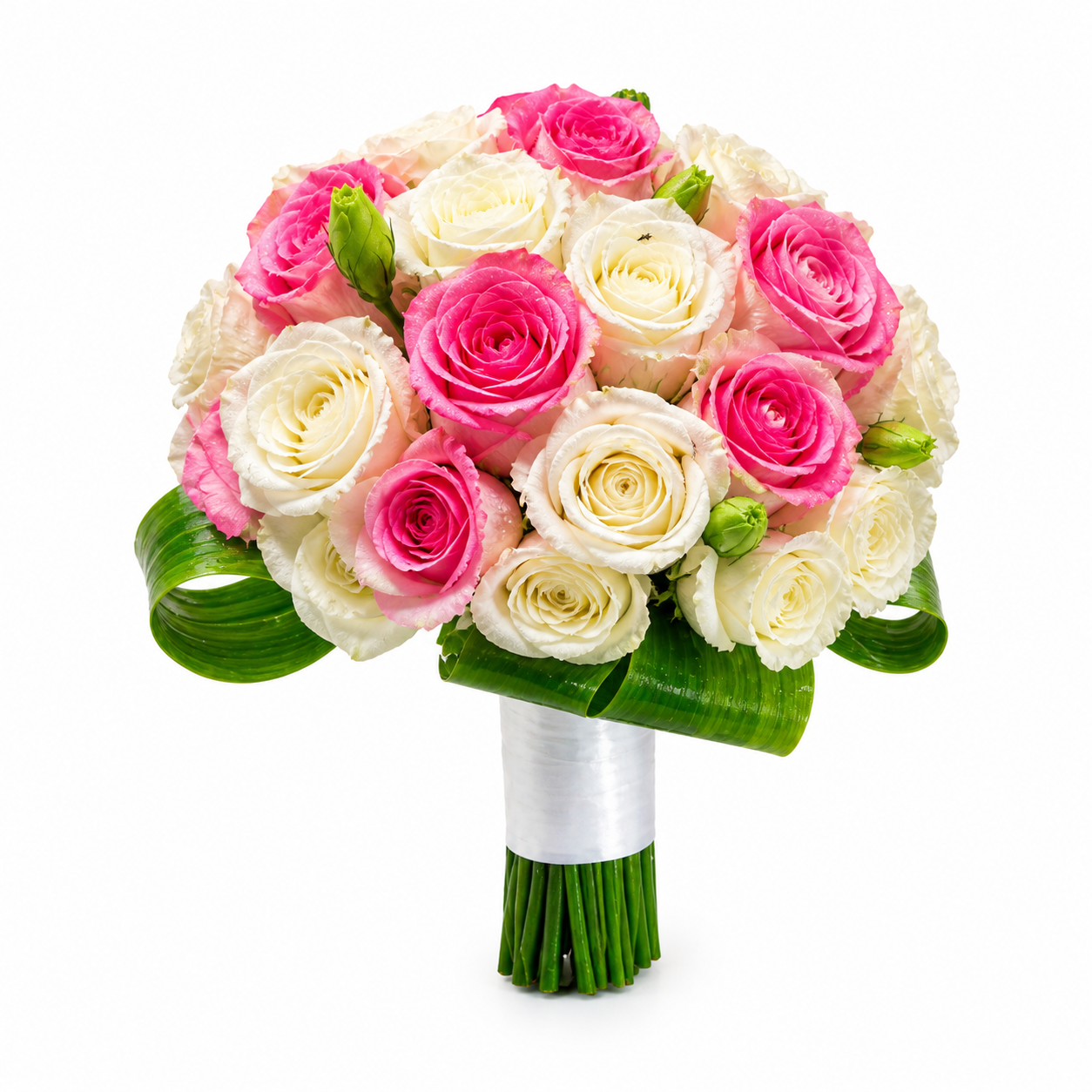 Buquê de Noivas de Rosas Rosas e Brancas